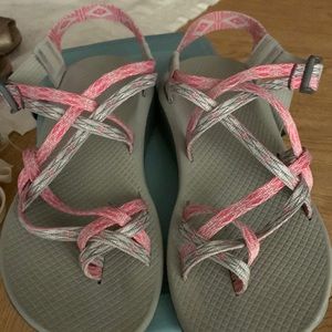 Chaco in pink and grey.  Size 9